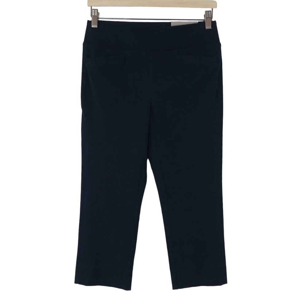 SOFT SURROUNDINGS Women's Navy Blue Stretch Straight Leg Crop Pants PXS NWT